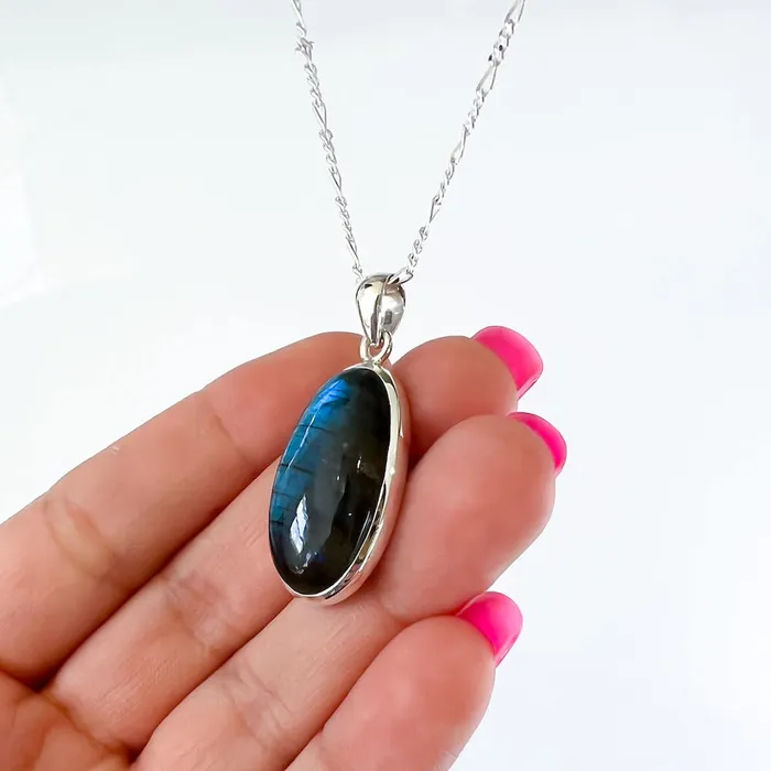 Magic Crystals Necklaces Labradorite Sterling 925 Silver Necklace