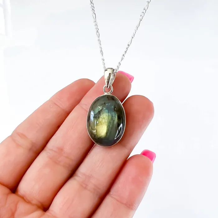 Magic Crystals Necklaces Labradorite Sterling 925 Silver Necklace