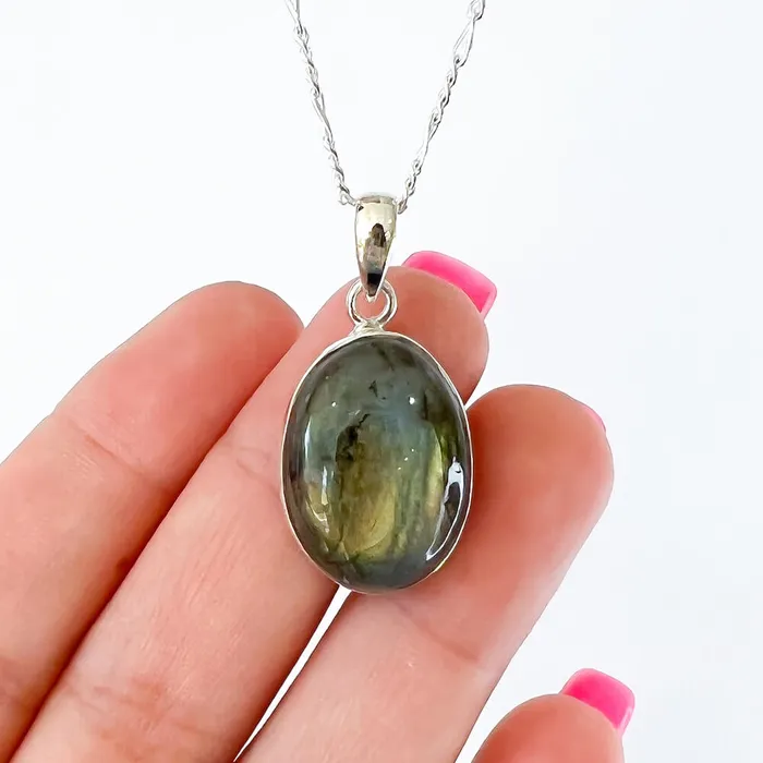 Magic Crystals Necklaces Labradorite Sterling 925 Silver Necklace
