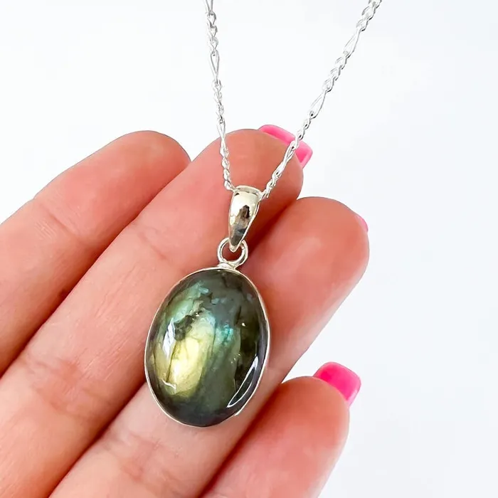 Magic Crystals Necklaces Labradorite Sterling 925 Silver Necklace