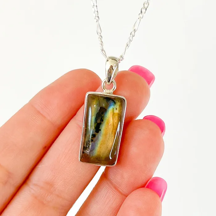 Magic Crystals Necklaces Labradorite Sterling 925 Silver Necklace