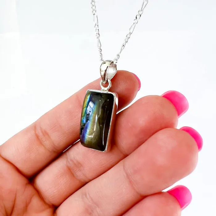 Magic Crystals Necklaces Labradorite Sterling 925 Silver Necklace
