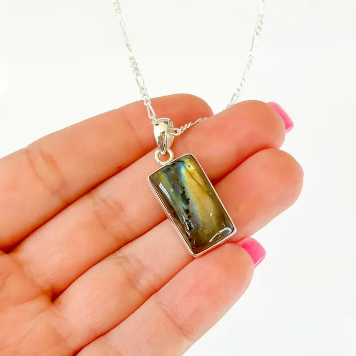 Magic Crystals Necklaces Labradorite Sterling 925 Silver Necklace