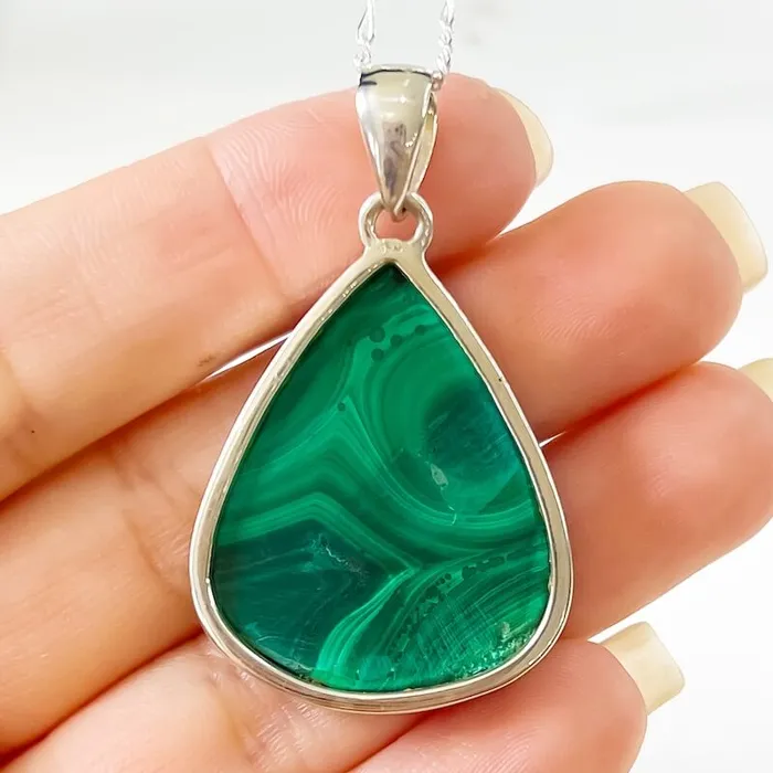 Magic Crystals Necklaces Malachite Sterling Silver Necklace