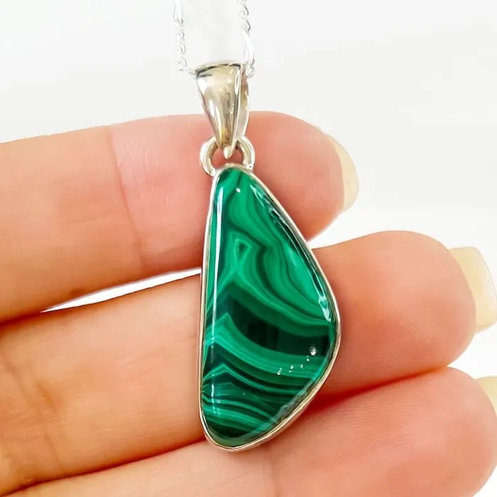 Magic Crystals Necklaces Malachite Sterling Silver Necklace