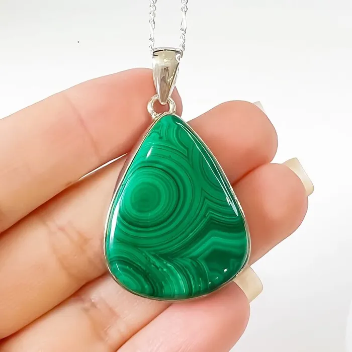 Magic Crystals Necklaces Malachite Sterling Silver Necklace