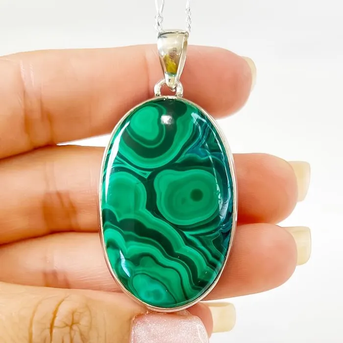 Magic Crystals Necklaces Malachite Sterling Silver Necklace