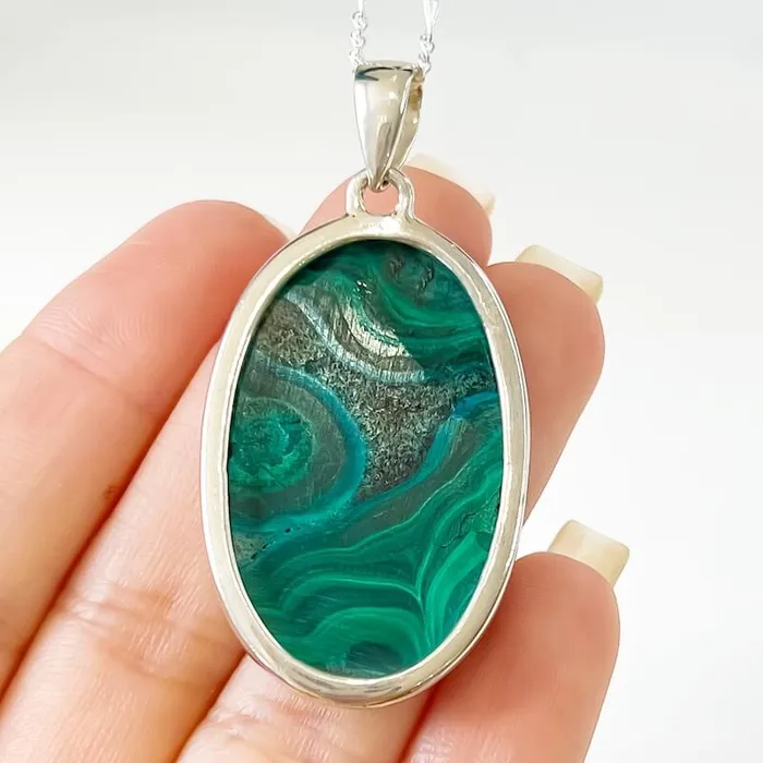 Magic Crystals Necklaces Malachite Sterling Silver Necklace