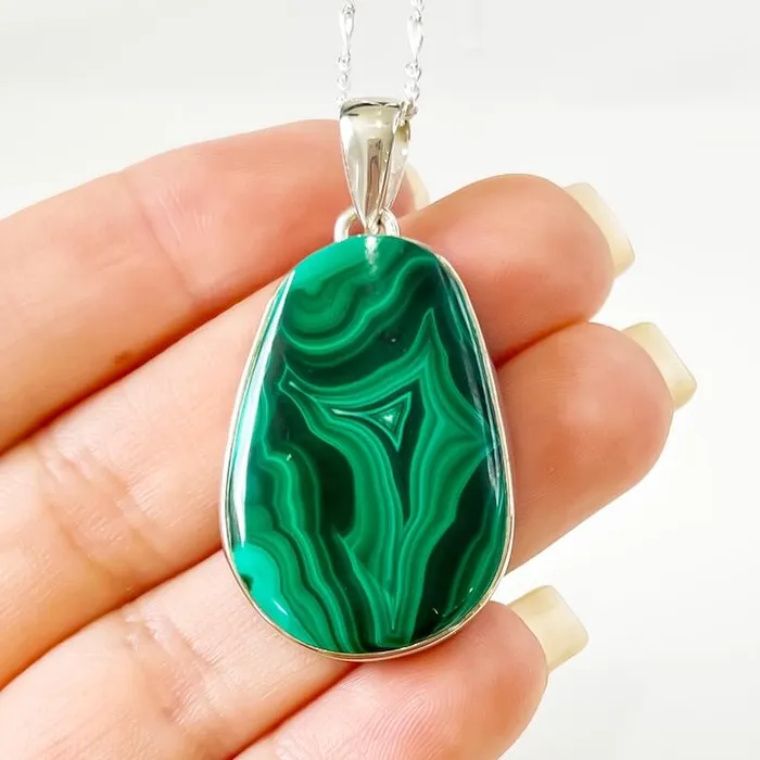 Magic Crystals Necklaces Malachite Sterling Silver Necklace