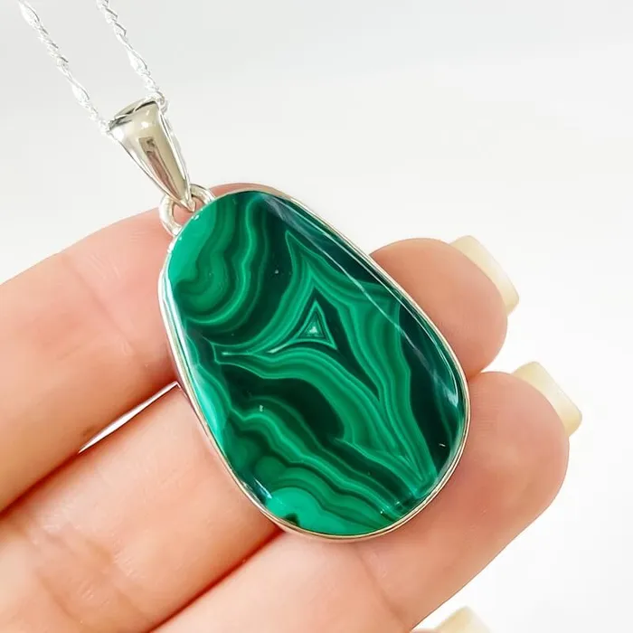 Magic Crystals Necklaces Malachite Sterling Silver Necklace