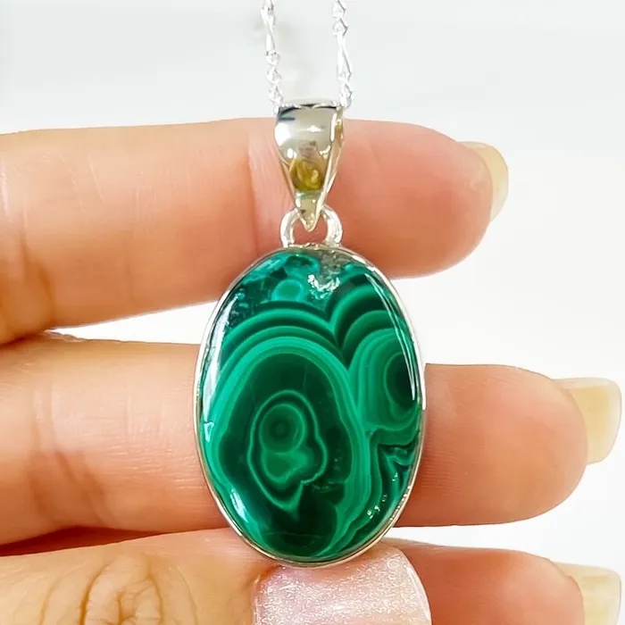 Magic Crystals Necklaces Malachite Sterling Silver Necklace