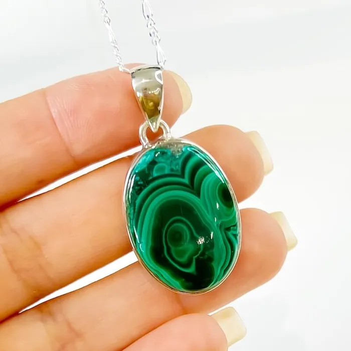 Magic Crystals Necklaces Malachite Sterling Silver Necklace