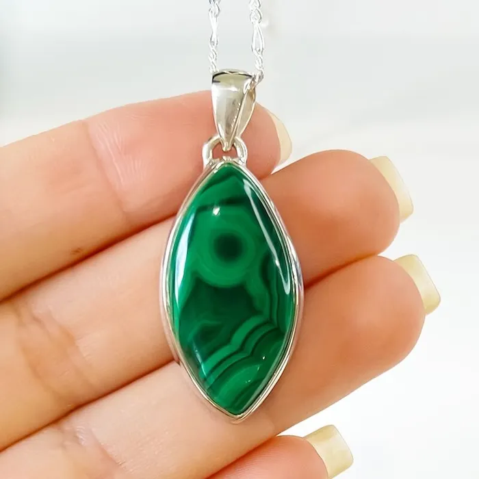 Magic Crystals Necklaces Malachite Sterling Silver Necklace