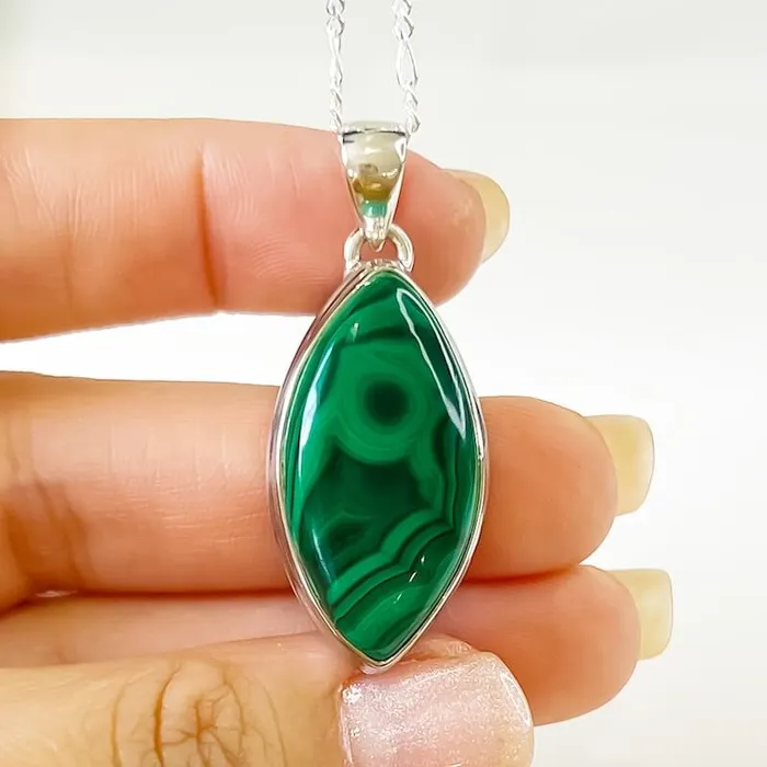 Magic Crystals Necklaces Malachite Sterling Silver Necklace