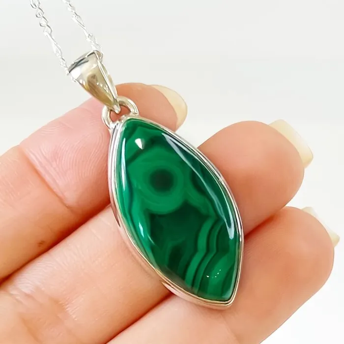 Magic Crystals Necklaces Malachite Sterling Silver Necklace