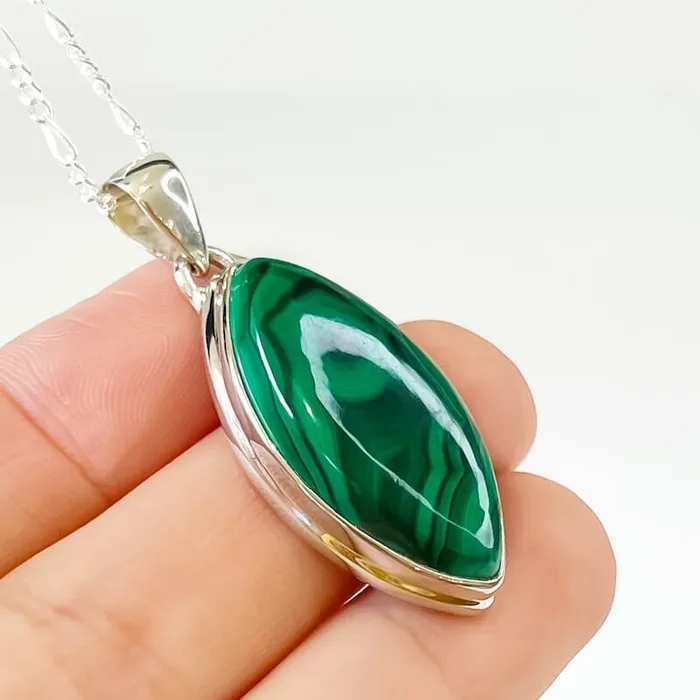 Magic Crystals Necklaces Malachite Sterling Silver Necklace