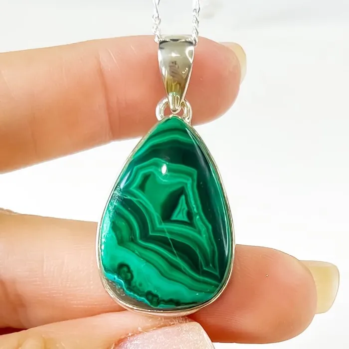 Magic Crystals Necklaces Malachite Sterling Silver Necklace