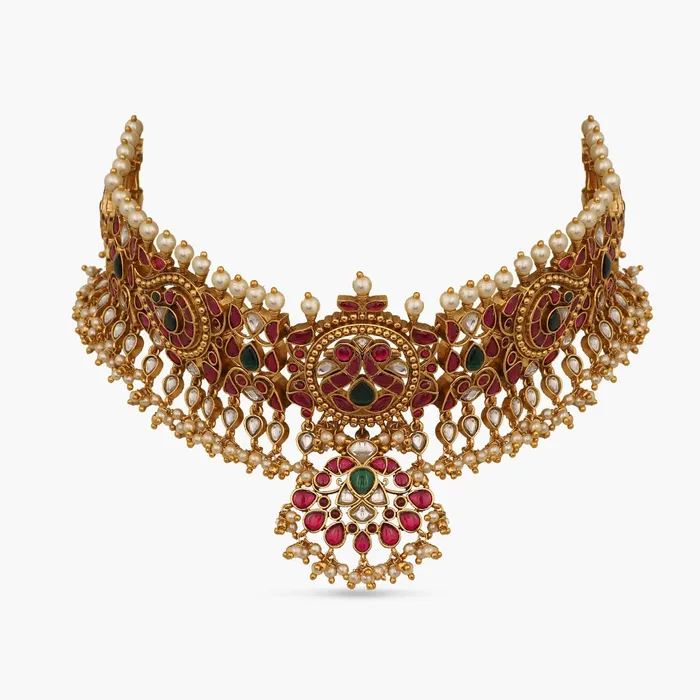 Mayil Kempu Silver Bridal Choker SILVER Rings