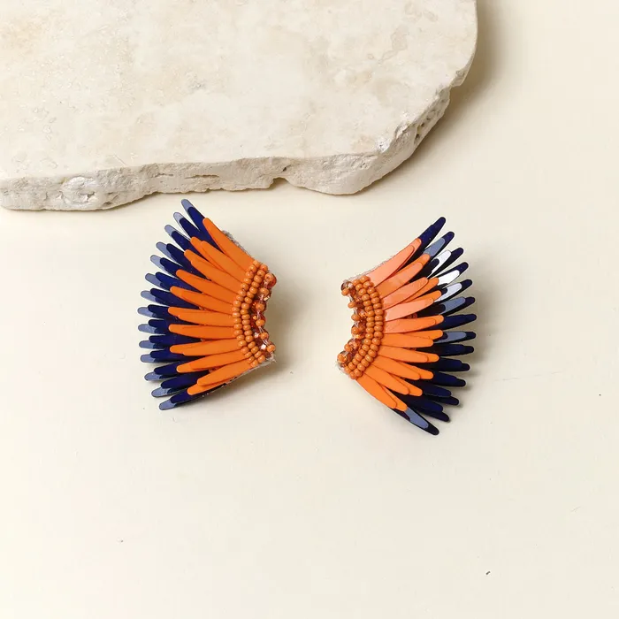 Mignonne Gavigan Earrings Mini Madeline Earrings Orange Navy