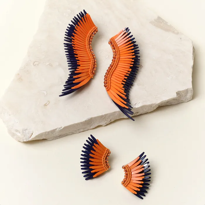 Mignonne Gavigan Earrings Mini Madeline Earrings Orange Navy