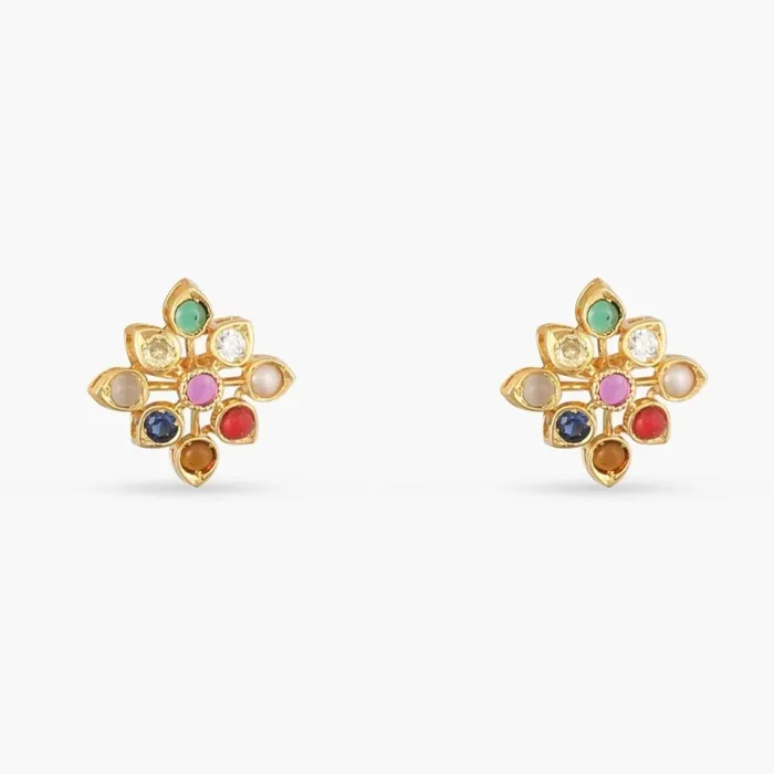 Navanya Navaratna Silver Stud Earrings SILVER Earrings