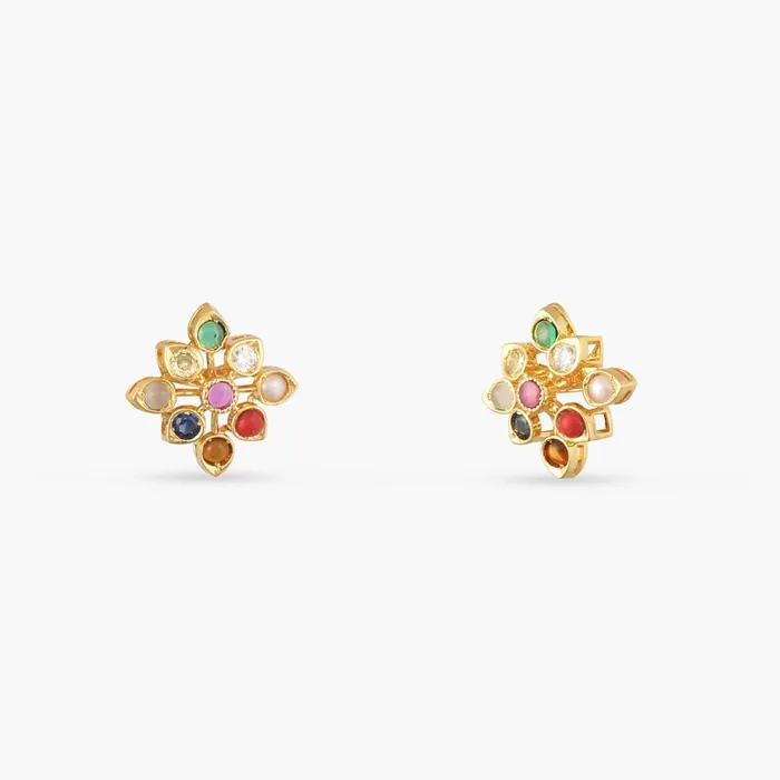Navanya Navaratna Silver Stud Earrings SILVER Earrings