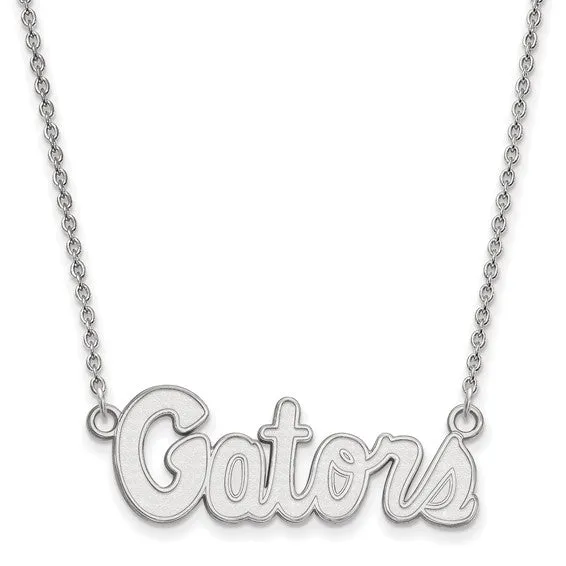 Necklaces 14k White Gold LogoArt University of Florida Gators Script Small Pendant 18 inch Necklace International Diamond Center Necklaces 14k White Gold LogoArt University of Florida Gators Script Small Pendant 18 inch Necklace International Diamond Center