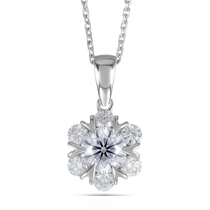Necklaces 18k White Gold Halo Moissanite Necklace 16ctw Luxus Moissanite Rings Jewelry