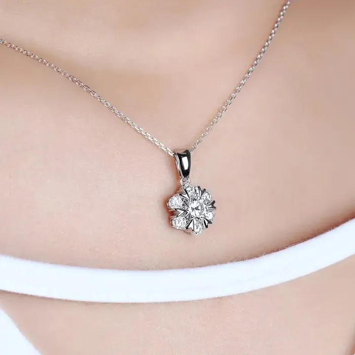Necklaces 18k White Gold Halo Moissanite Necklace 16ctw Luxus Moissanite Rings Jewelry