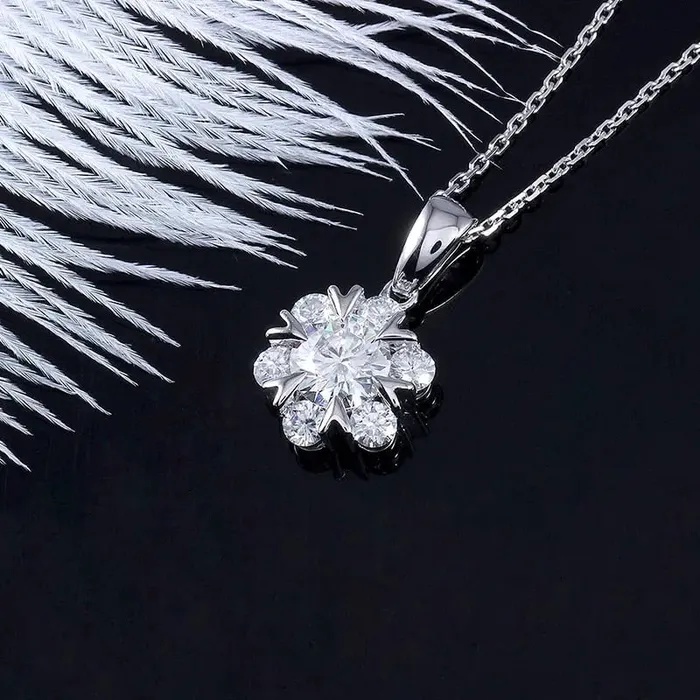 Necklaces 18k White Gold Halo Moissanite Necklace 16ctw Luxus Moissanite Rings Jewelry