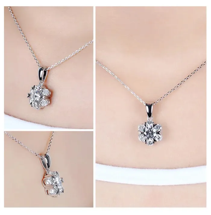 Necklaces 18k White Gold Halo Moissanite Necklace 16ctw Luxus Moissanite Rings Jewelry
