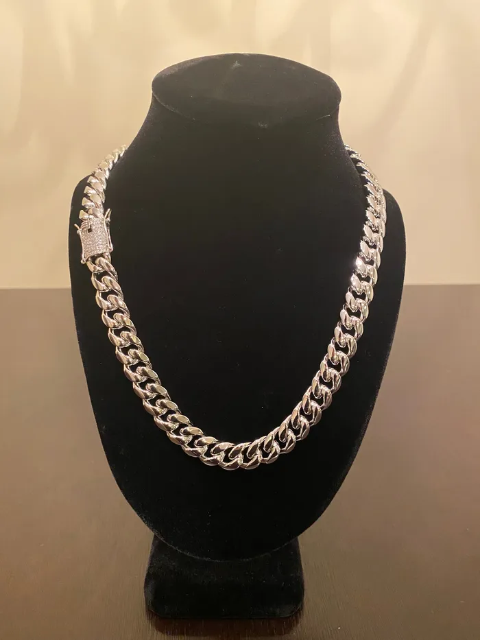 Necklaces DripGawd Jewelry 12mm Miami Cuban Link Chain White Gold