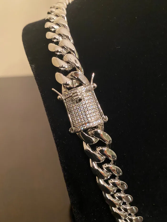 Necklaces DripGawd Jewelry 12mm Miami Cuban Link Chain White Gold