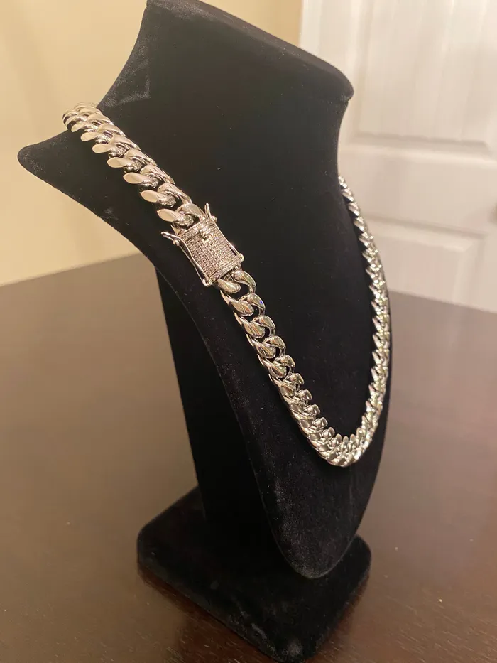 Necklaces DripGawd Jewelry 12mm Miami Cuban Link Chain White Gold