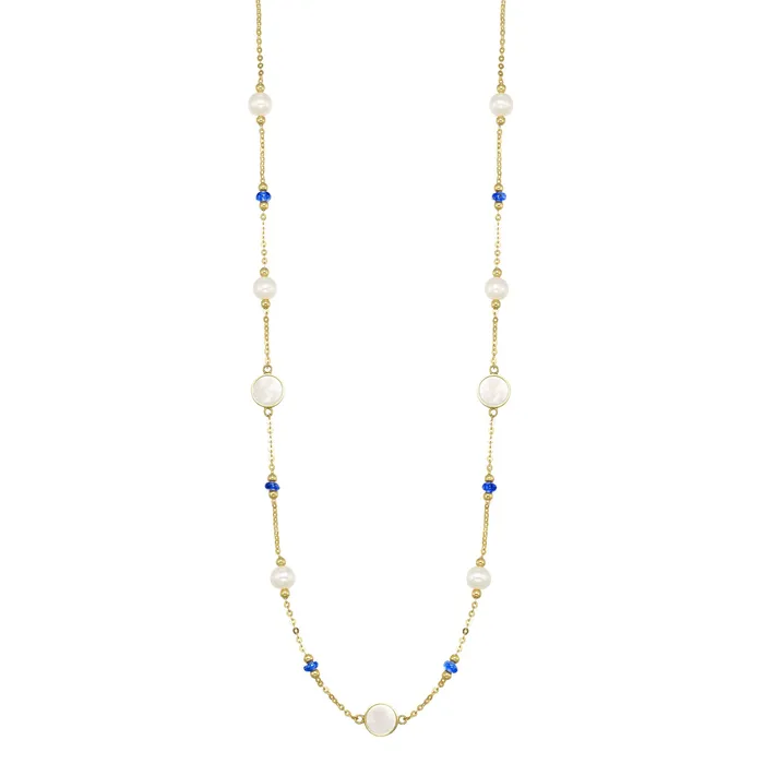Necklaces Gems One Pearl Mother of Pearl Neckalce with Sapphire