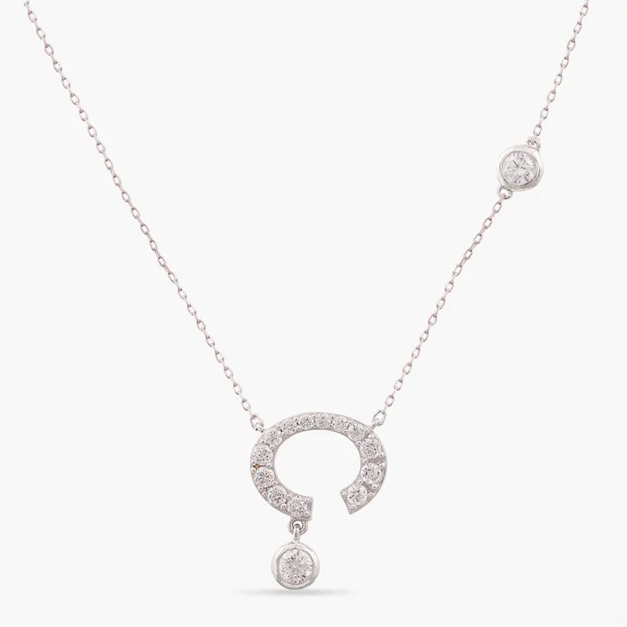 Necklaces Lilah Delicate CZ Horseshoe Silver Pendant SILVER