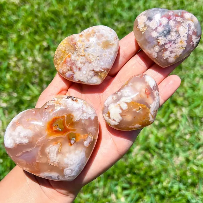 Necklaces Magic Crystals Natural Cherry Blossom Flower Agate Heart