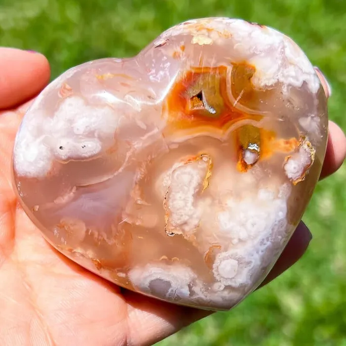 Necklaces Magic Crystals Natural Cherry Blossom Flower Agate Heart