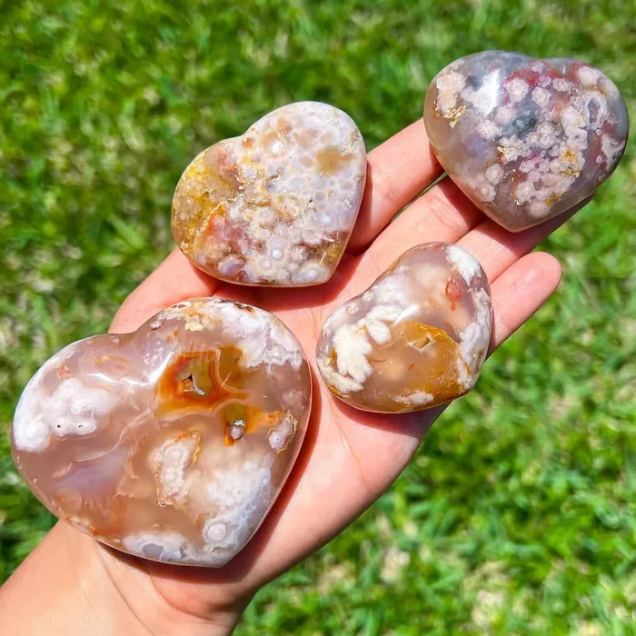 Necklaces Magic Crystals Natural Cherry Blossom Flower Agate Heart