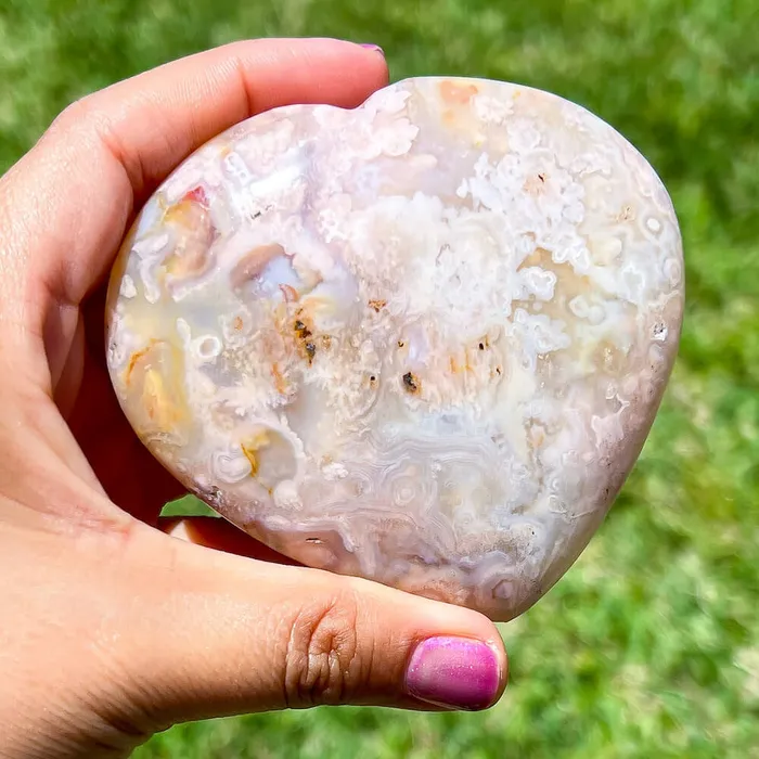Necklaces Magic Crystals Natural Cherry Blossom Flower Agate Heart
