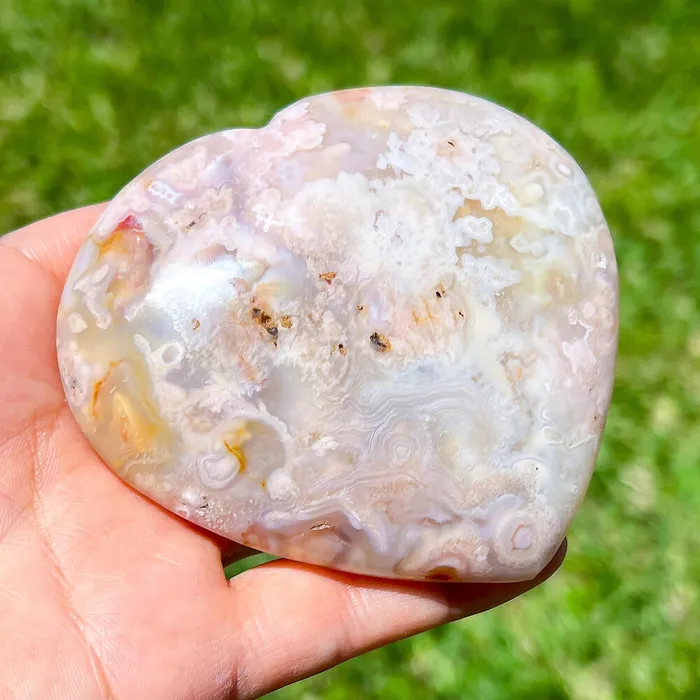 Necklaces Magic Crystals Natural Cherry Blossom Flower Agate Heart
