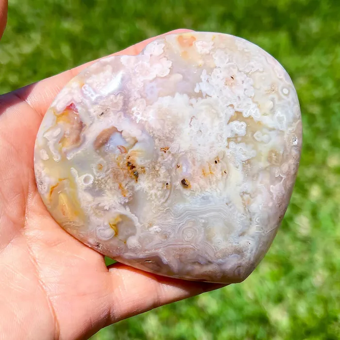 Necklaces Magic Crystals Natural Cherry Blossom Flower Agate Heart