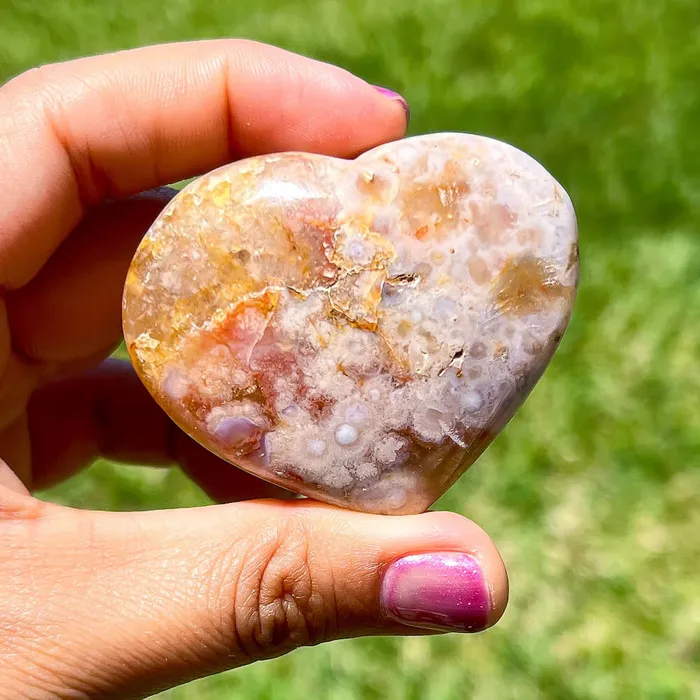 Necklaces Magic Crystals Natural Cherry Blossom Flower Agate Heart