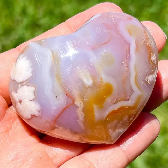 Necklaces Magic Crystals Natural Cherry Blossom Flower Agate Heart