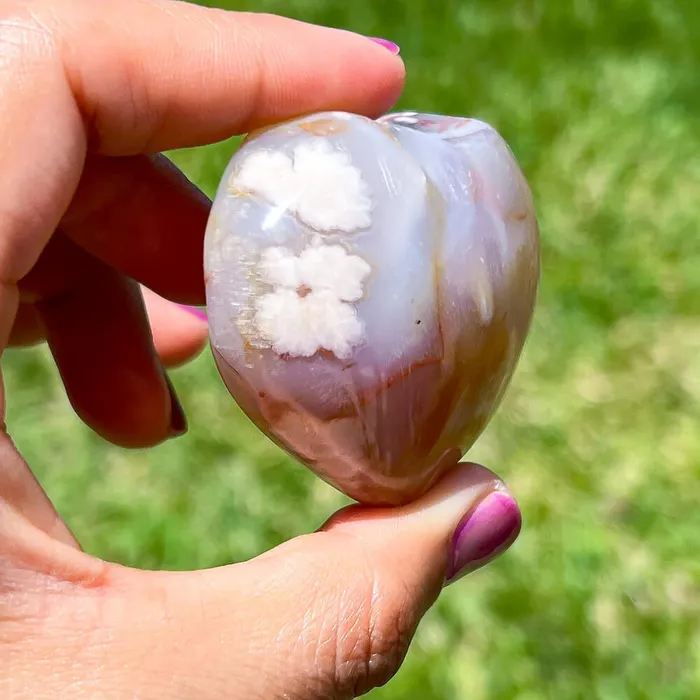 Necklaces Magic Crystals Natural Cherry Blossom Flower Agate Heart