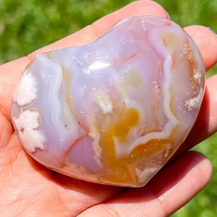 Necklaces Magic Crystals Natural Cherry Blossom Flower Agate Heart