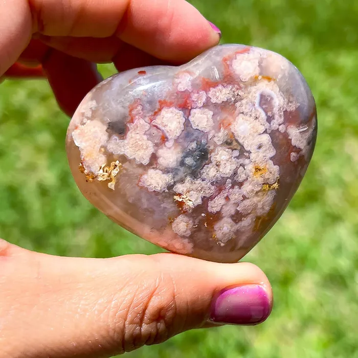 Necklaces Magic Crystals Natural Cherry Blossom Flower Agate Heart
