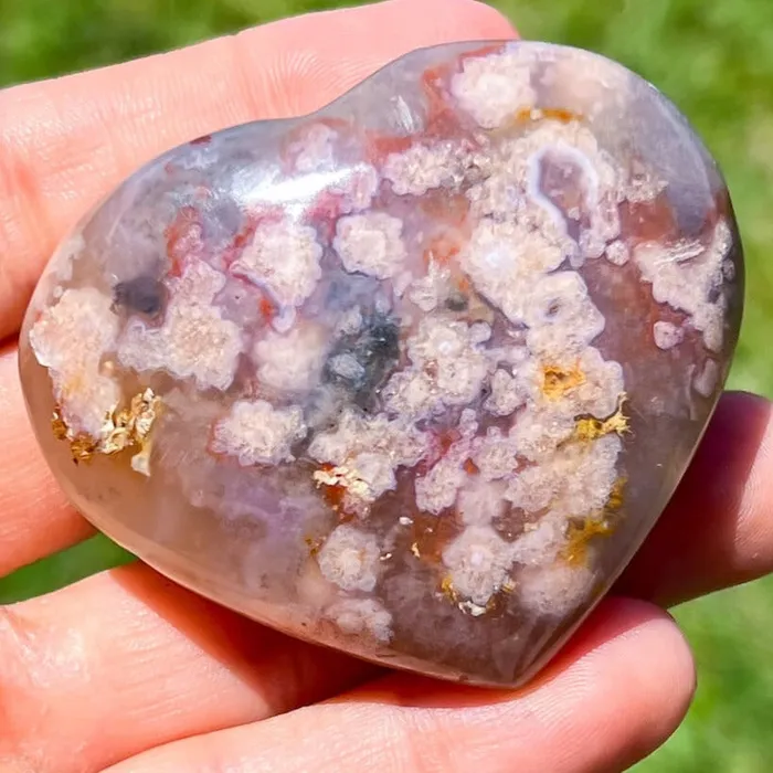 Necklaces Magic Crystals Natural Cherry Blossom Flower Agate Heart