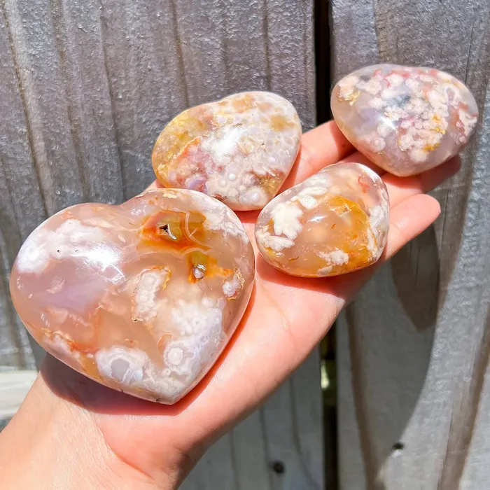 Necklaces Magic Crystals Natural Cherry Blossom Flower Agate Heart