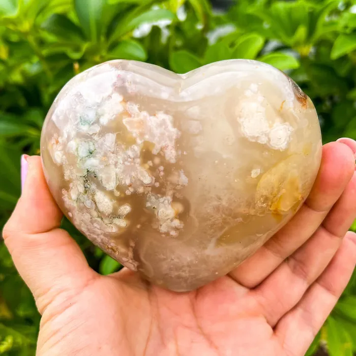 Necklaces Magic Crystals Natural Cherry Blossom Flower Agate Heart